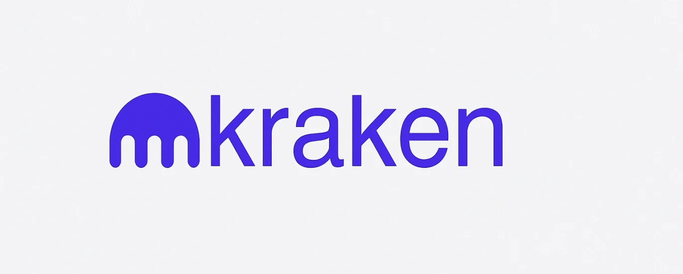 "Logomarca da Kraken com fundo cinza claro e selo Dama DeFi no canto inferior direito"