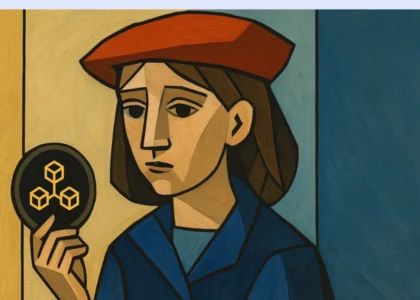 A obra de Pablo Picasso que foi tokenizada e ficou famosa por isso é "Fillette au béret" (Menina com Boina), pintada em 1964."Obra de arte de Pablo Picasso tokenizada via blockchain – representação visual do cubismo moderno em NFT, unindo arte clássica e tecnologia Web3."