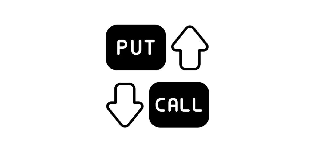 Representação visual de operações de opções Put e Call no Bitcoin, base da estratégia de venda coberta para gerar renda passiva com criptoativos."
