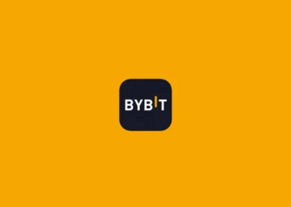 logomarca bybit ao centro da capa mini fundo preto e fundo maior em cor laranja.