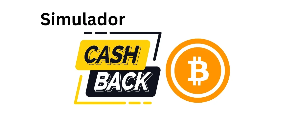 simulador de cashback de bitcoin. Capa Hero com tons em preto e amarelo e simbolo Bitcoin.