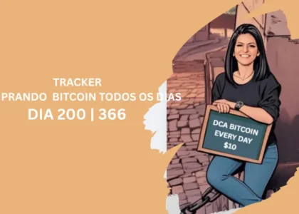 Capa do desafio de 200 dias comprando Bitcoin todos os dias com estratégia DCA de US$10 por dia.