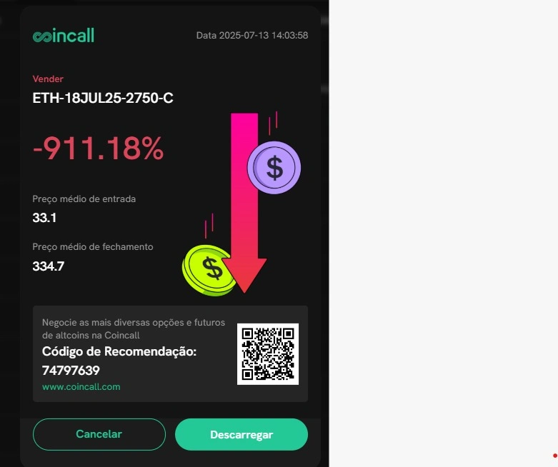 Tela operação Opção Coincall