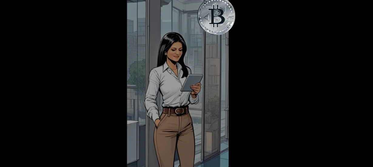 Dama investindo em Bitcoin com confiança