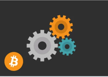 Ilustração de engrenagens representando o funcionamento da estratégia Wheel com Bitcoin