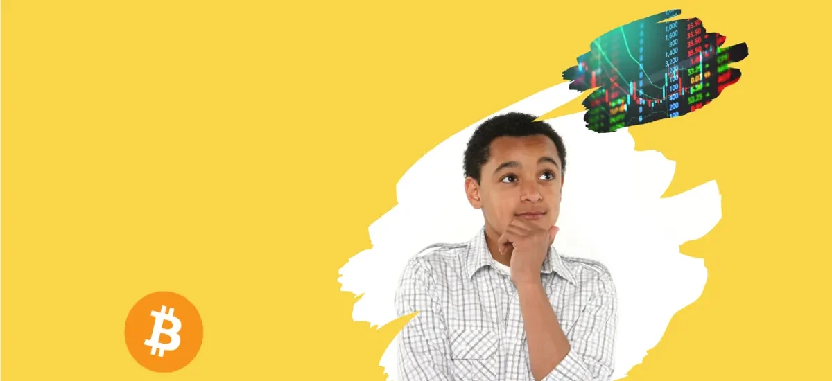 Jovem pensando sobre a frequência ideal de rolagem de opções em estratégias Wheel com Bitcoin e Ethereum