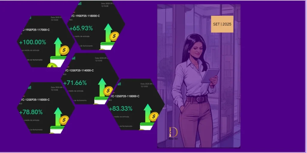 Provas de operações com opções de Bitcoin em setembro de 2025, mostrando ROI real entre 65% e 100% em calls vendidas e consistência na estratégia.

EN: Proof of Bitcoin options trades in September 2025, showing real ROI between 65% and 100% on covered calls with consistent strategy.

ES: Pruebas de operaciones con opciones de Bitcoin en septiembre de 2025, mostrando ROI real entre 65% y 100% en calls cubiertas con estrategia consistente.