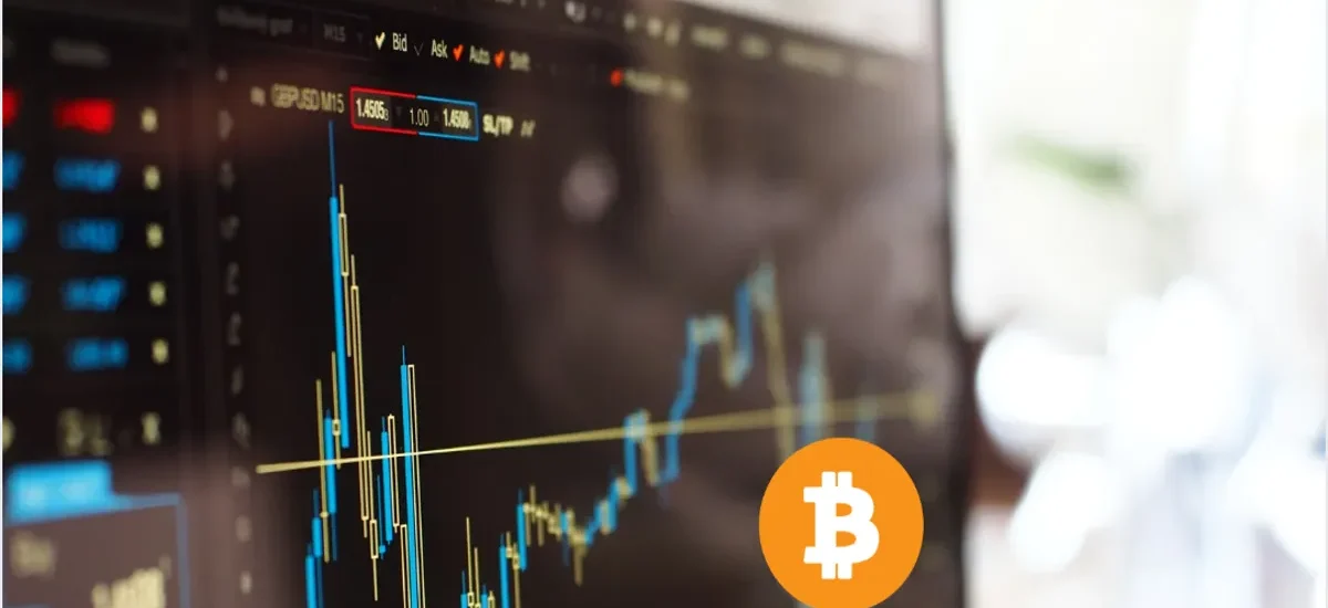 Gráfico de negociação de Bitcoin mostrando estratégia de Strangle em mercado lateral