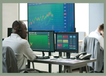 Profissional analisando gráficos de mercado em plataformas confiáveis de tokenização