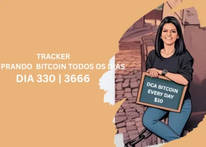 Capa do tracker de 330 dias comprando Bitcoin todos os dias no desafio DCA.