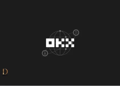 OKX exchange minimalist black background logo for crypto trading using USDT and USDC