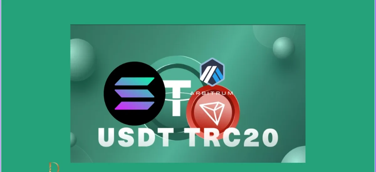 Comparativo visual entre redes TRC20, Solana e Arbitrum para envio de USDT via PIX.