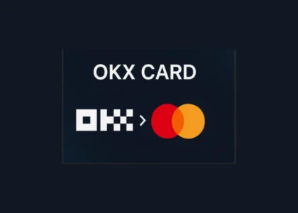 Cartão OKX permitindo pagamentos com stablecoins e criptomoedas em estabelecimentos físicos e online