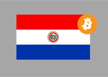 andeira do paraguai com simbolo do bitcoin representando envio de dinheiro do paraguai para o brasil via cripto em 2026