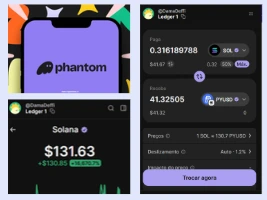 Interface da wallet Phantom na Solana mostrando saldo e swap rápido entre SOL e PYUSD
