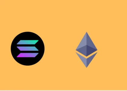 Comparação visual entre Solana e Ethereum destacando a Solana como Pix global das blockchains, com foco em taxas baixas, velocidade e eficiência para transações do dia a dia