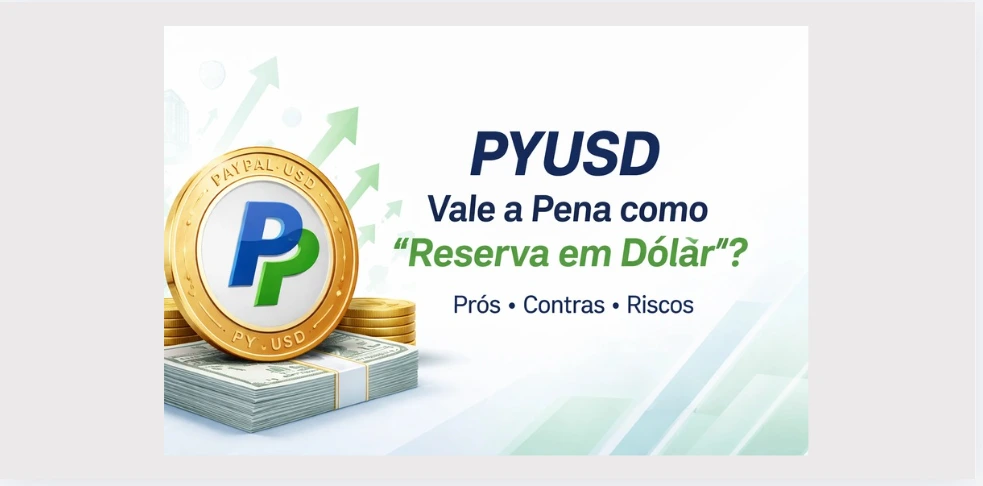 PYUSD stablecoin reserve in dollars banner showing the PayPal USD symbol with pros, cons and risks