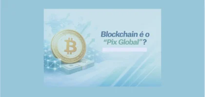 Blockchain payments concept comparing global blockchain transfers with Pix style instant payments using Bitcoin and digital dollar imagery