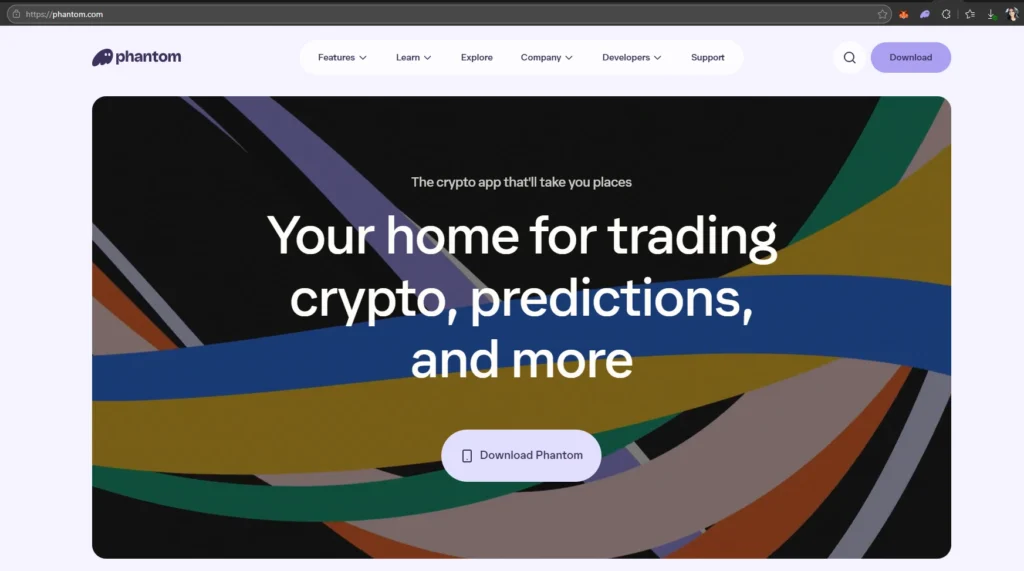 Phantom wallet interface official website Solana crypto wallet for sending USDT and managing digital assets