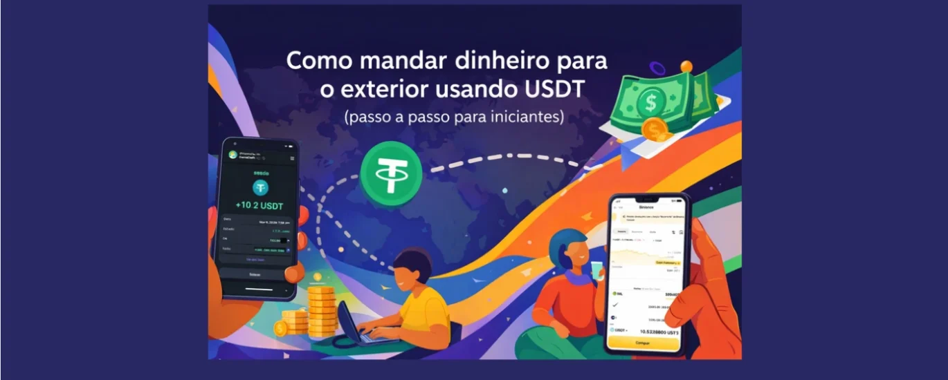como enviar dinheiro para o exterior usando USDT passo a passo guia visual transferência internacional com stablecoin