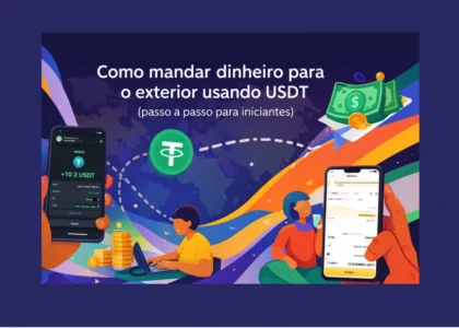 como enviar dinheiro para o exterior usando USDT passo a passo guia visual transferência internacional com stablecoin