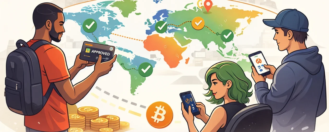 Binance card countries 2026 world map crypto debit card availability Europe Brazil supported regions Bitcoin payment illustration